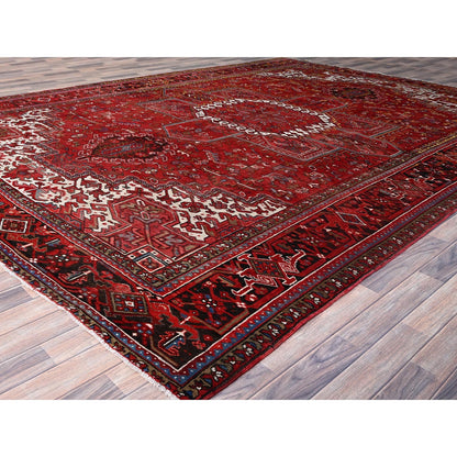 10'2"X13'8" Penn Red Hand Knotted All Wool Cropped Thin Oriental Rug