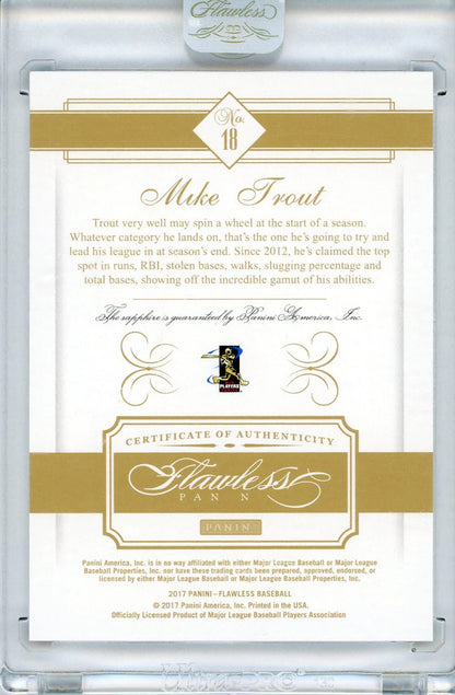 Mike Trout 2017 Panini Flawless Sapphire Encased Card #18