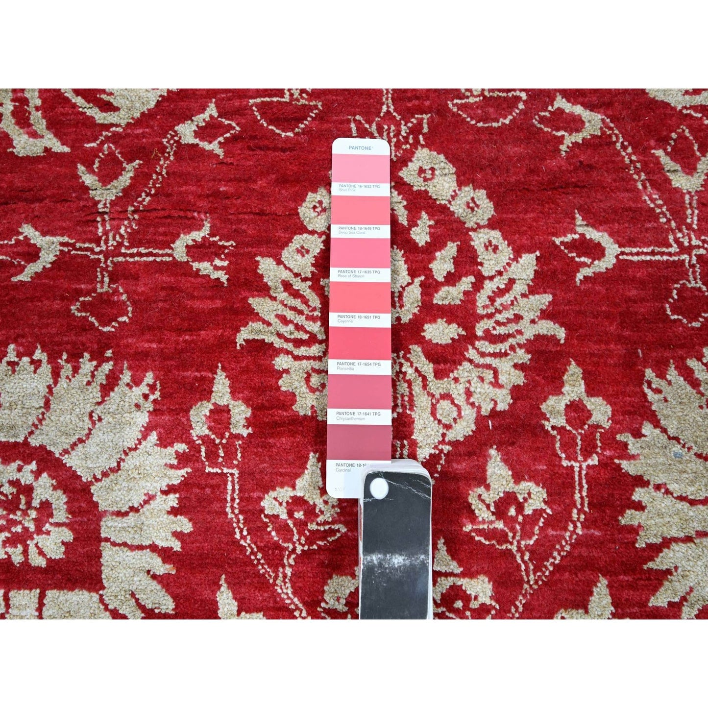 7'9"X10' Red Zoroastrian Influence Design Wool & Silk Hand Knotted Rug