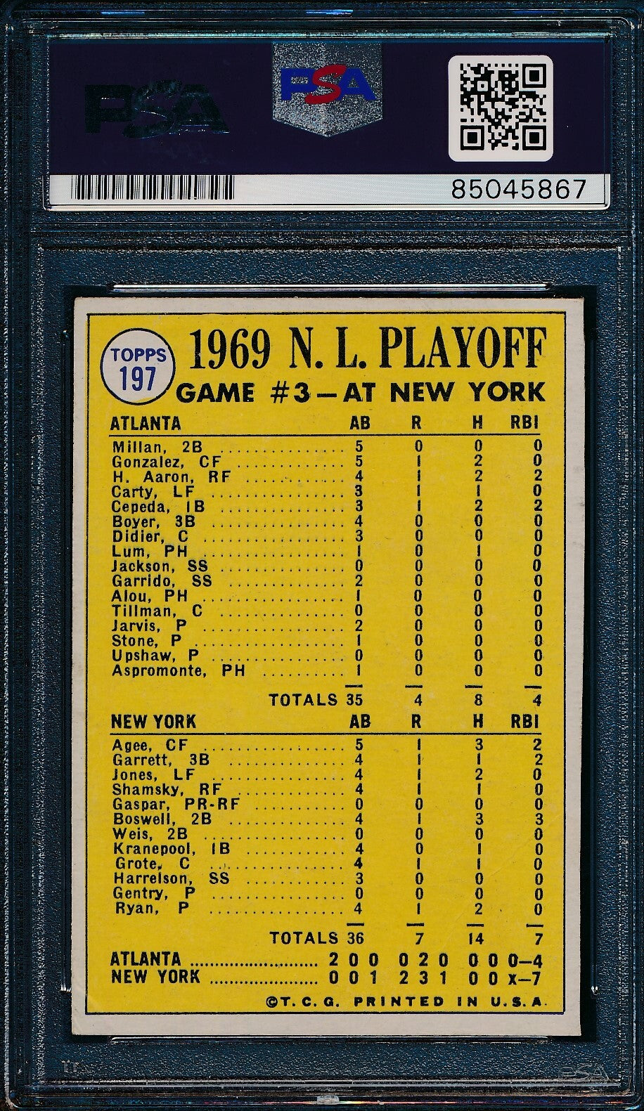 Nolan Ryan Hof Mets Autographed 1970 Topps Card
