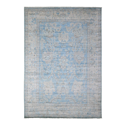 6'2"X8'10" Argentina Blue Natural Dyes Angora Oushak Oriental Rug