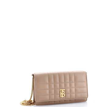 Burberry Lola Clutch On Chain Quilted Leather