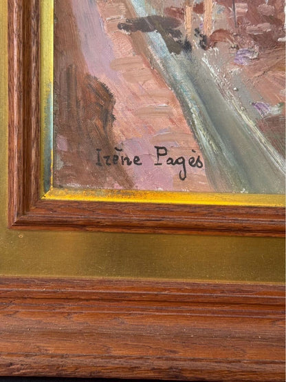 Irne Pags Original Oil Painting Terrace P15 / French Caf Scene / Signed