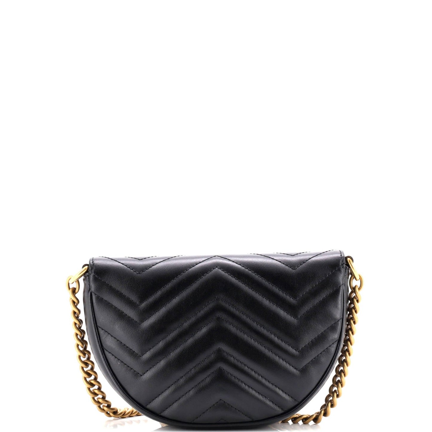 Gucci Gg Marmont Half Moon Flap Crossbody Bag Matelasse Leather Mini