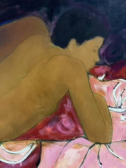 Alain Bonnefoit Linda Rose Original Nude Oil Painting 20P, Signed, Framed
