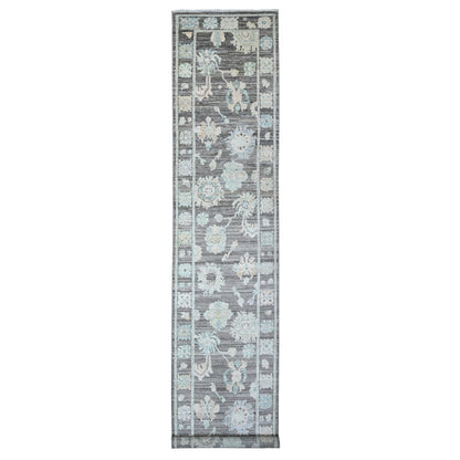 3'X15'7" Chameleon Gray Angora Oushak Oversized Runner Oriental Rug