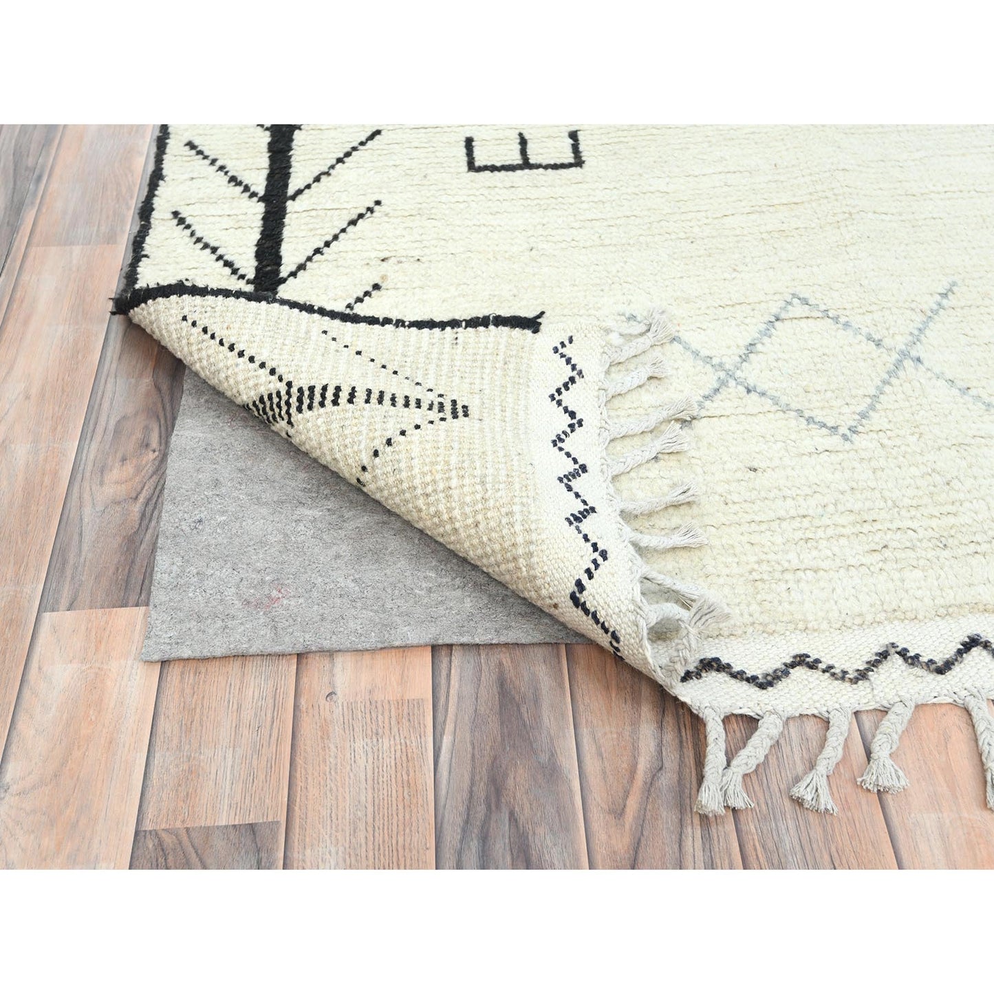 9'3"X12'6" Ivory Moroccan Berber Natural Wool Hand Knotted Oriental Rug