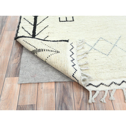 9'3"X12'6" Ivory Moroccan Berber Natural Wool Hand Knotted Oriental Rug