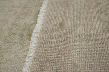 Transitional Muted Beige Floral Handmade Oriental
