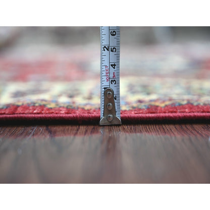 2'7"x4' Red Afghan Super Kazak Medallions Design Hand Knotted Wool Rug