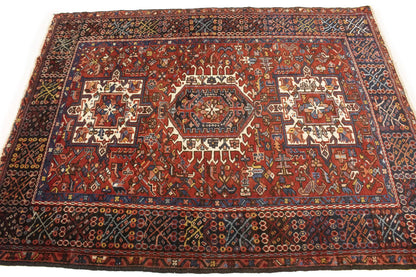 Semi-Antique Oriental Rug Rusty Red Geometric