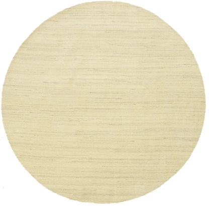 Cream Solid Hand-Loomed 8X8 Gabbeh Wool Rug