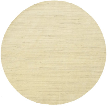 Cream Solid Hand-Loomed 8X8 Gabbeh Wool Rug