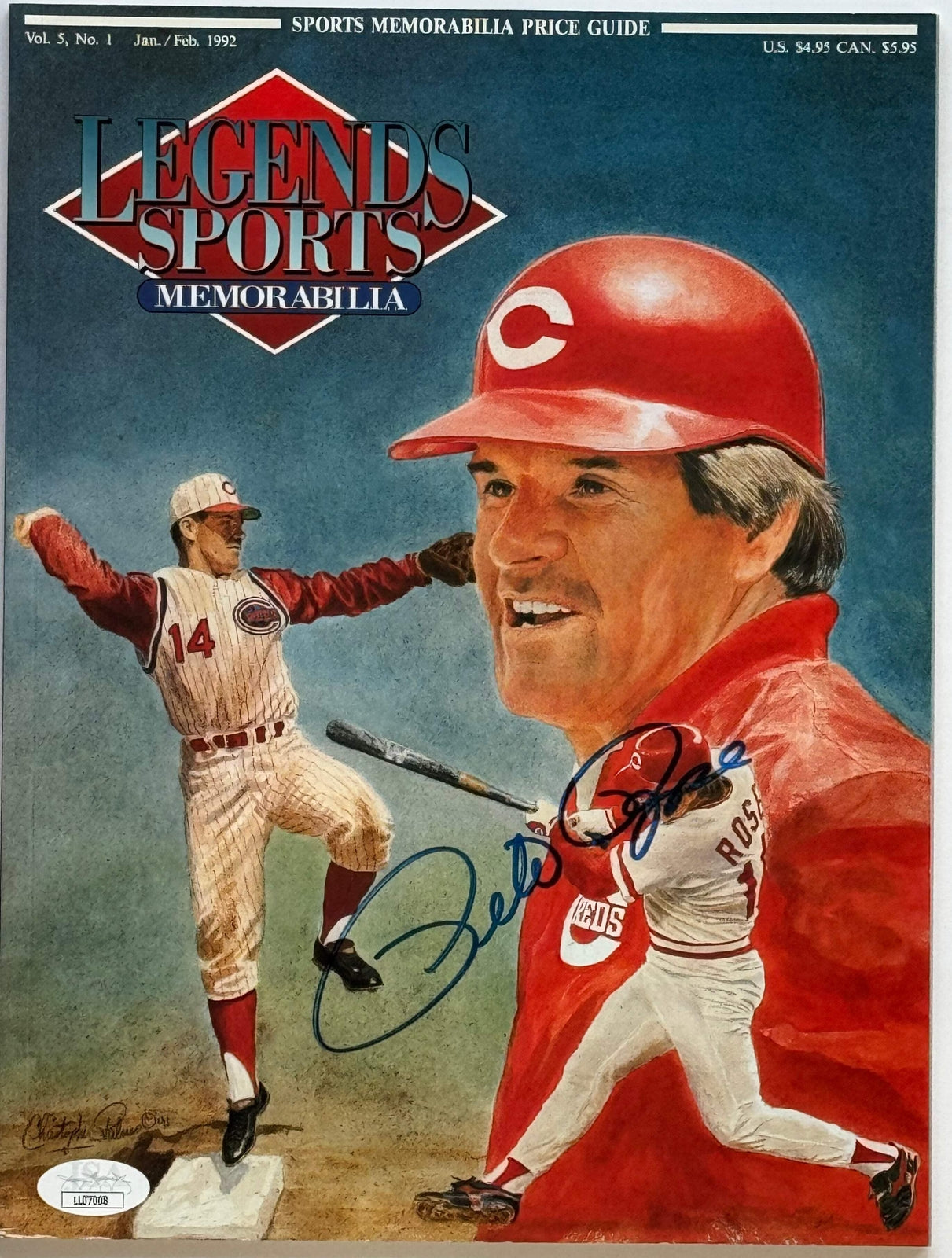 Pete Rose Autographed Legends Sports Memorabilia Program Jan. 1992 (Jsa)