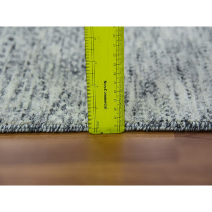 2'5"X29'7" Gray Undyed Wool Grass Design Hand Knotted Xl Runner Rug