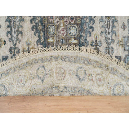 5'X5' Old Lace Ivory Hand Knotted Reimagined Viss Wool Round Oriental Rug