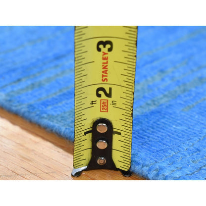 2'5"X10'2" Blue Overdyed Wool Hand Knotted Modern Design Runner Rug