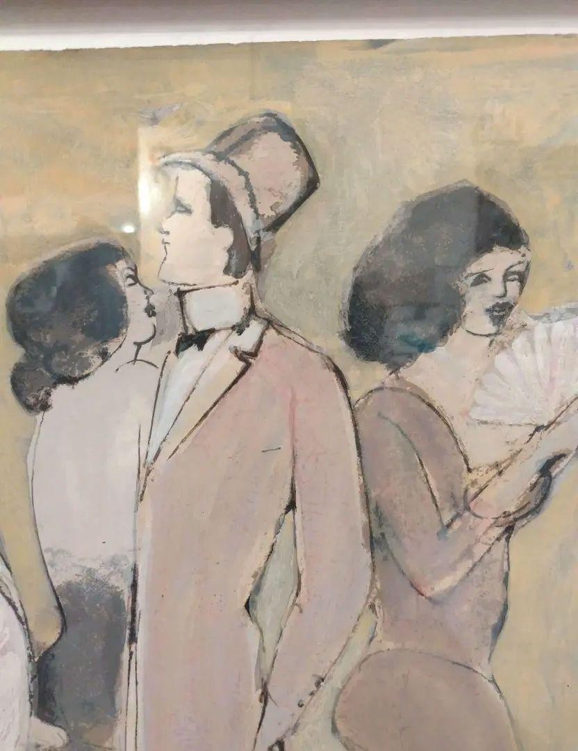 David Schneuer "Admiral" Original Gouache Painting Paris Scene Framed 84X84Cm