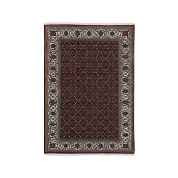 4'X6' Rich Red Hand Knotted Wool And Silk 175 Kpsi Herrita Oriental Rug