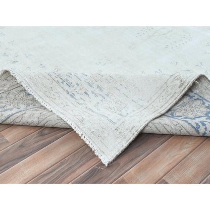 9'6"X12'9" Ivory Hand Knotted Wool Shabby Chic Distressed Old Farsian Rug