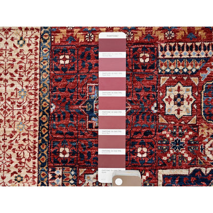5'9"X9'7" Vermilion Red Hand Knotted Mamluk Design 200 Kpsi Pure Wool Rug