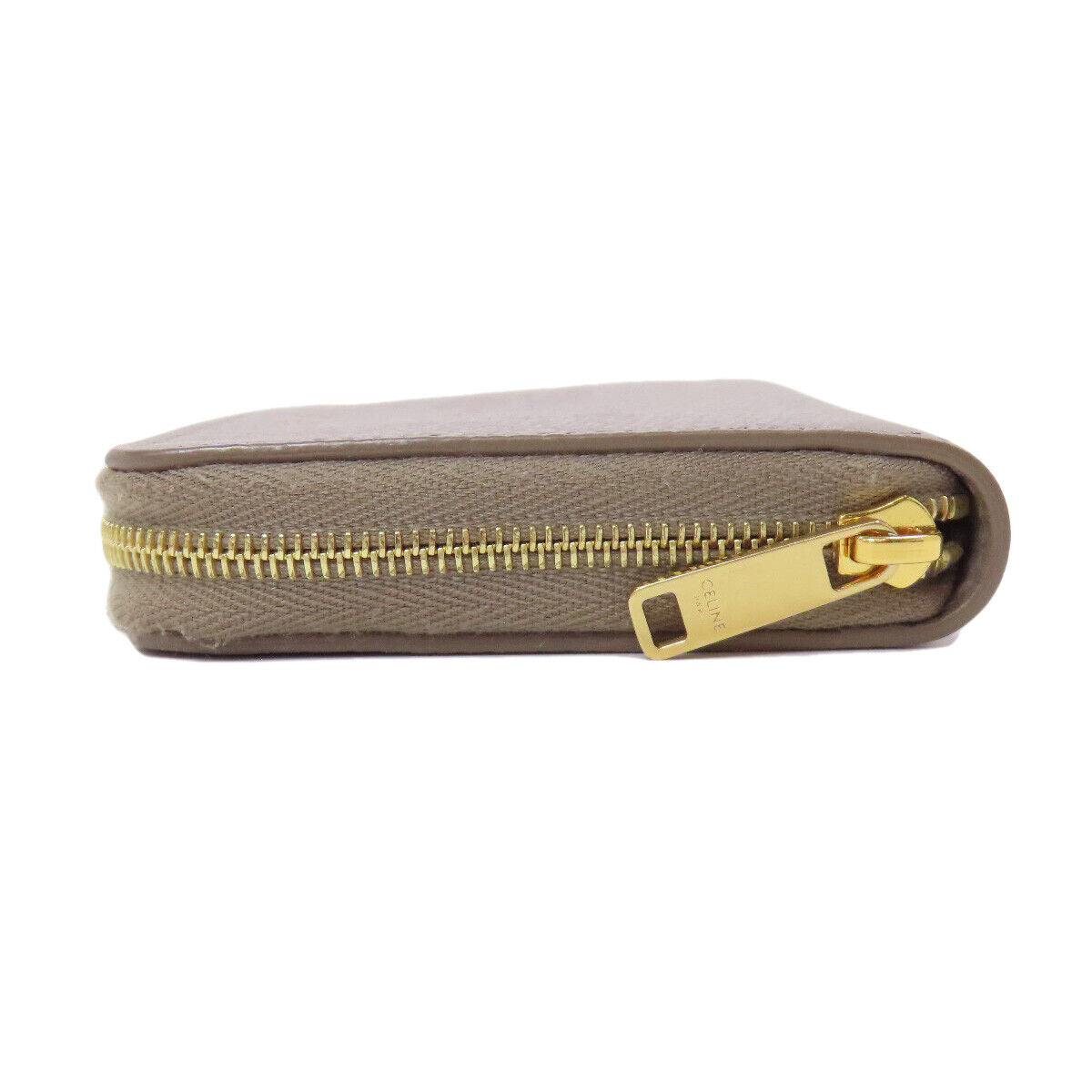 CELINE coin purse logo Leather