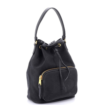 Prada Logo Drawstring Bucket Bag Canvas