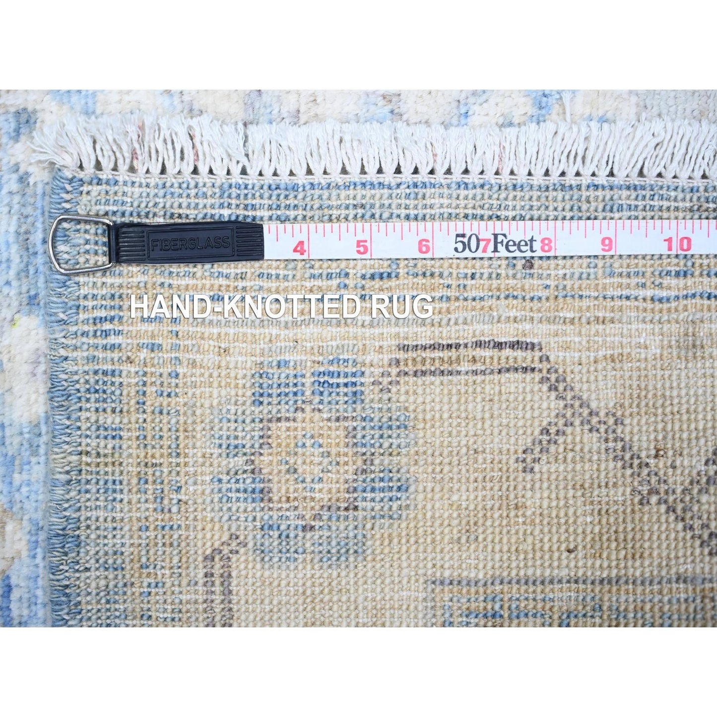 2'6"X16'2" Blue Wool Peshawar Faded Design Hand Knotted Xl Runner Rug