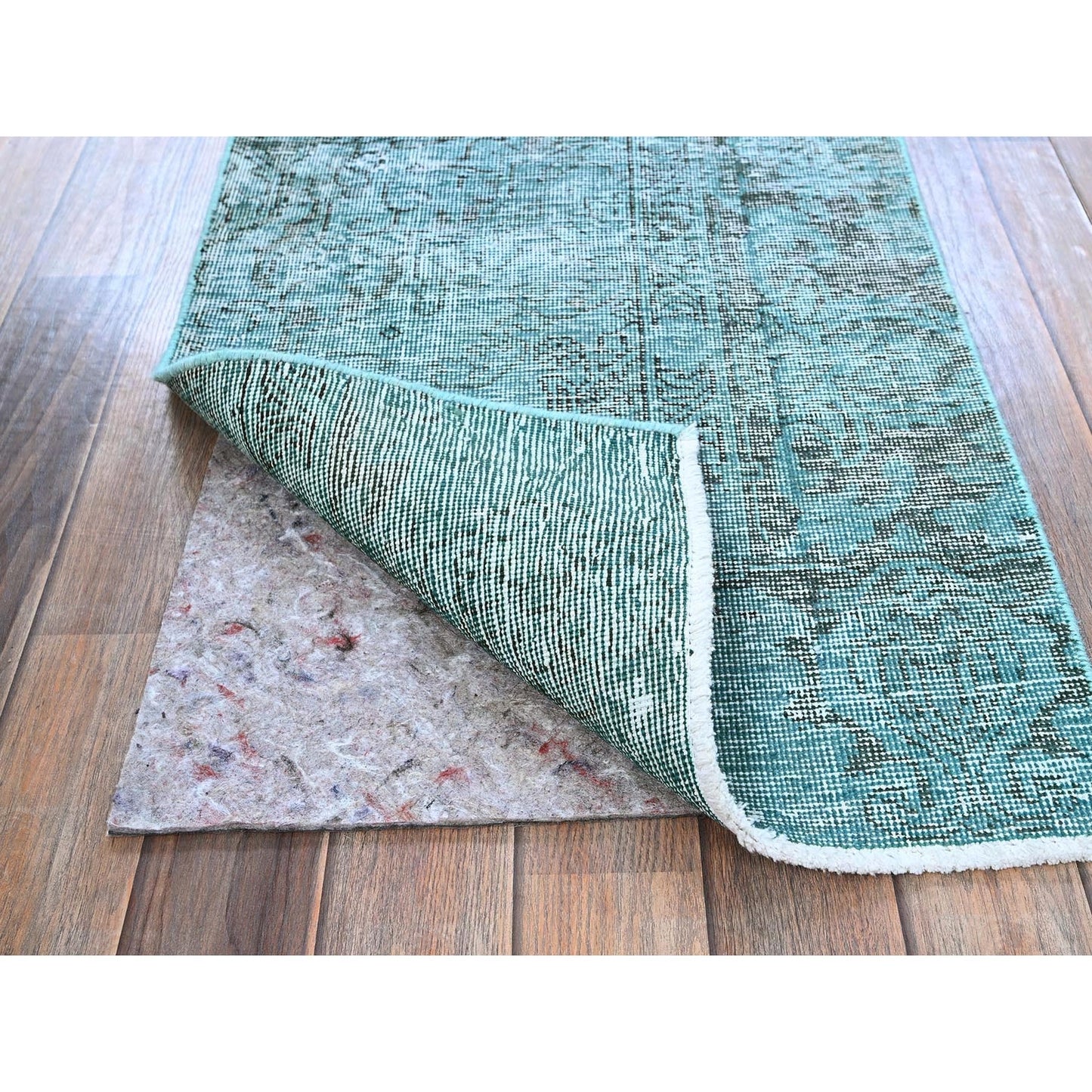 2'X5'9" Blue Overdyed Vintage Zoroastrian Hand Knotted Pure Wool Runner Rug