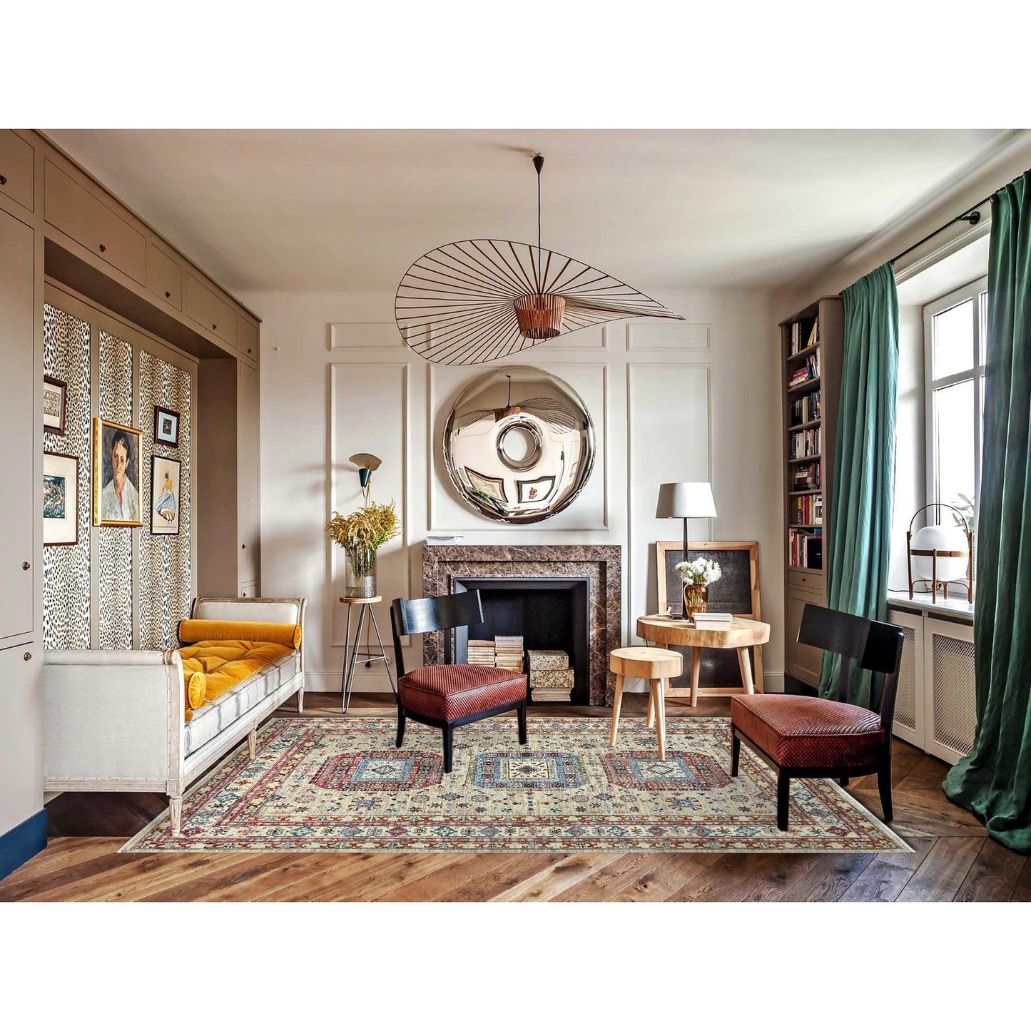 8'X9'6" Cream Afghan Super Kazak Soft Wool Hand Knotted Oriental Rug