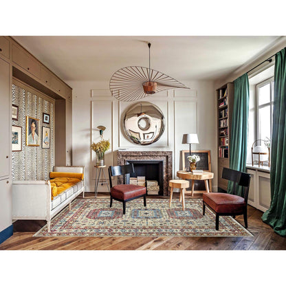 8'X9'6" Cream Afghan Super Kazak Soft Wool Hand Knotted Oriental Rug