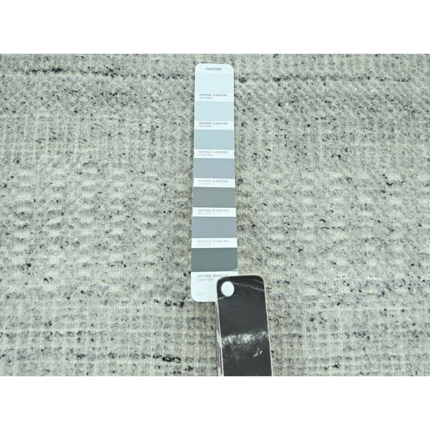 10'1"X13'9" Gray Wool Rug Distressed & Oxidized Grass Design Hand Knotted