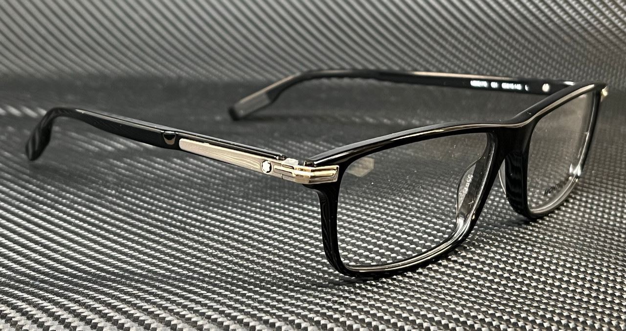 MONT BLANC MB0217O 001 Black Silver Men's 55 mm
