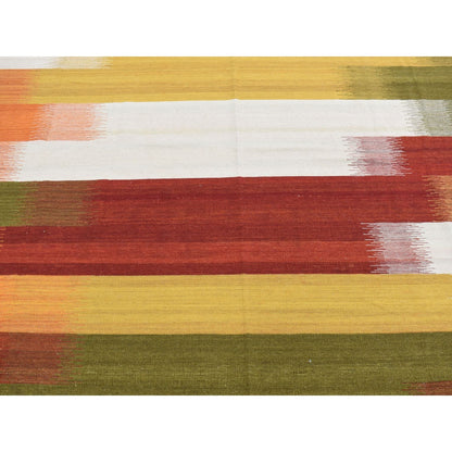 9'1"X12'6" Ivory Hand Woven Flat Weave Durie Kilim 100% Wool Rug