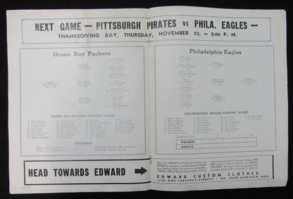 November 12, 1939 Philadelphia Eagles Vs. Packers