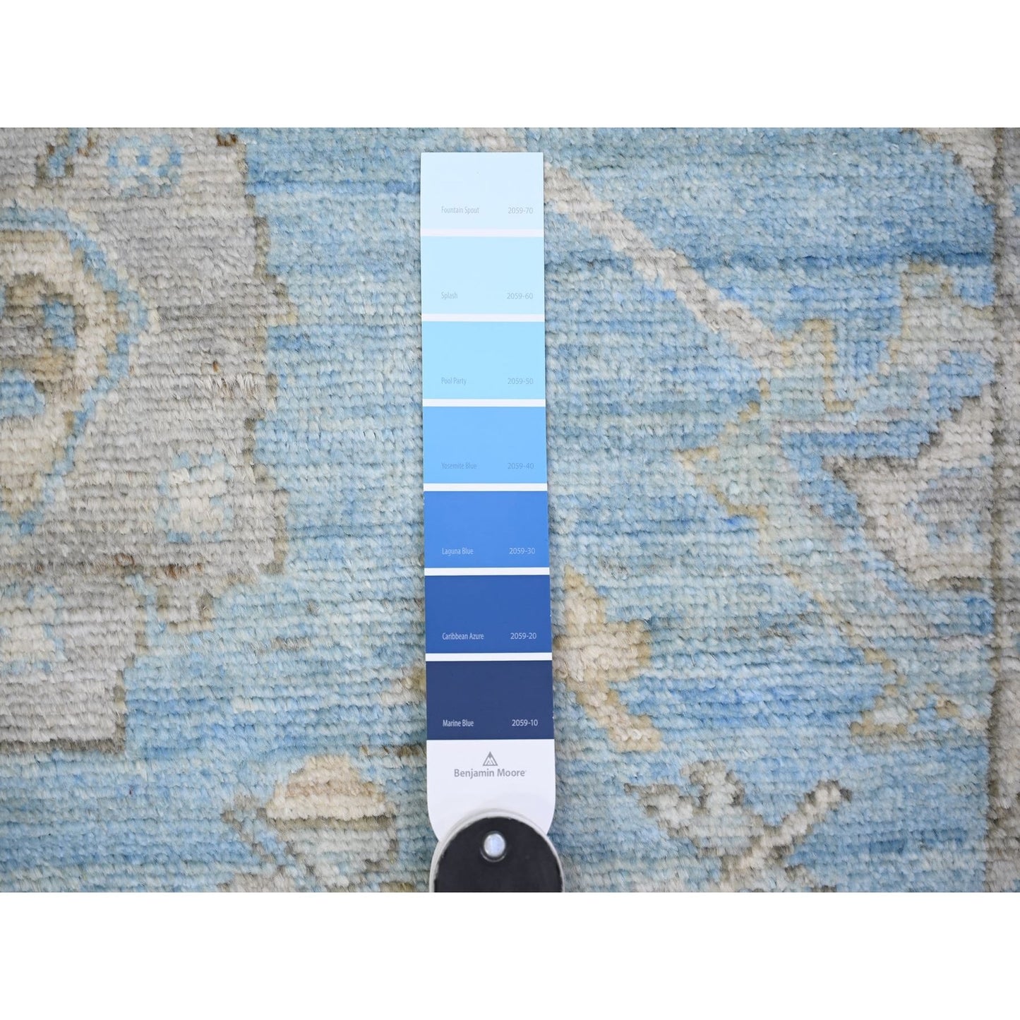 2'9"X9'9" Blue Afghan Angora Oushak Wool Hand Knotted Runner Oriental Rug