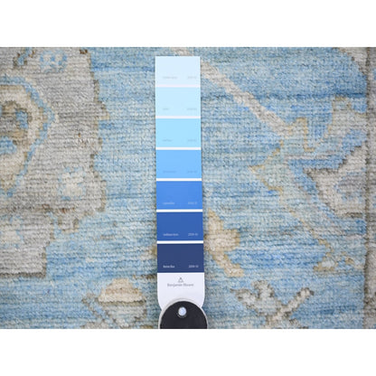 2'9"X9'9" Blue Afghan Angora Oushak Wool Hand Knotted Runner Oriental Rug