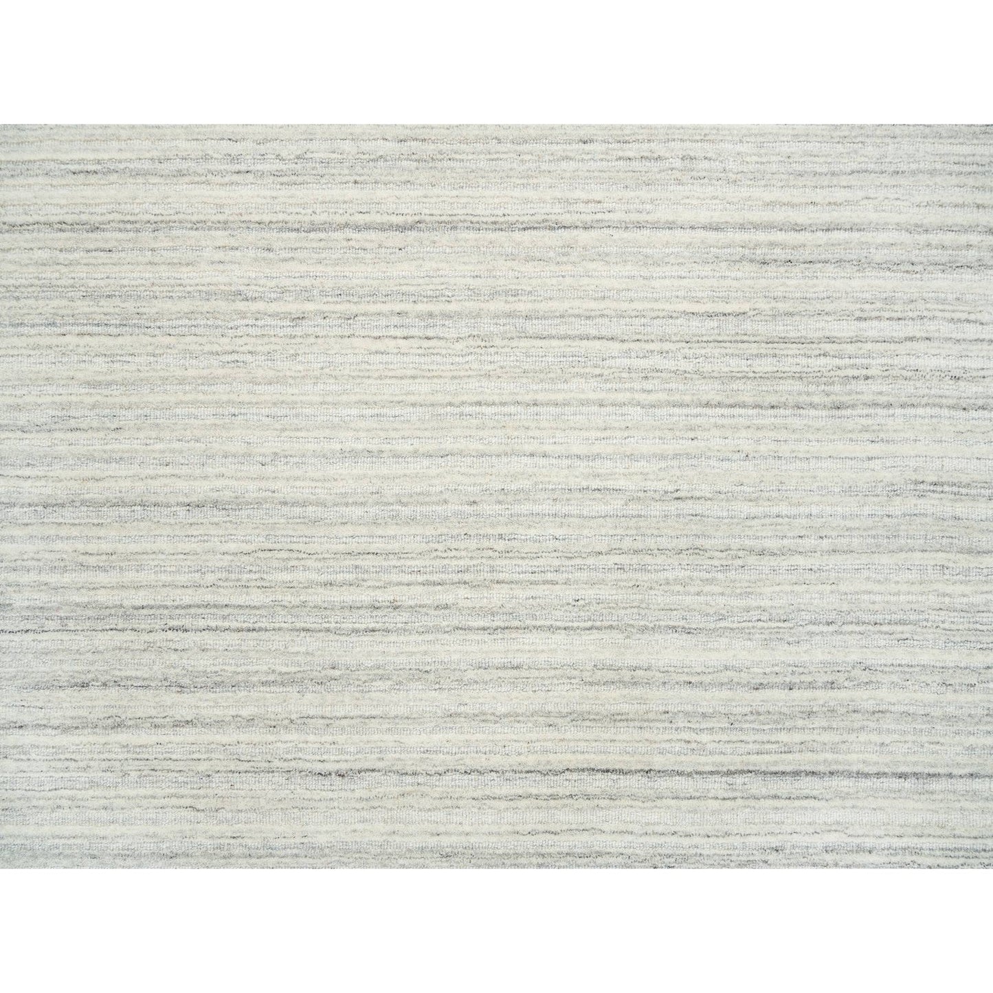 12'1"X12'1" Ivory Undyed Wool Modern Design Hand Loomed Square Rug