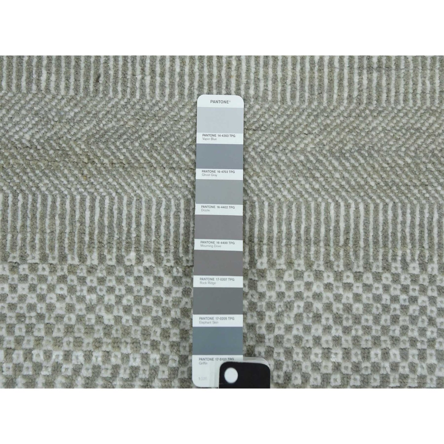 3'x5'3" Battleship Gray Grass Design Wool and Silk Hand Knotted Rug