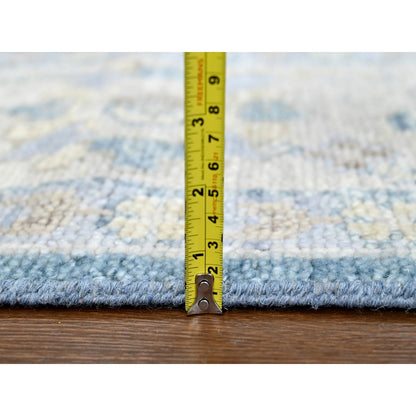 9'X12'1" Aegean Blue Oushak Design Hand Knotted Soft Wool Oriental Rug