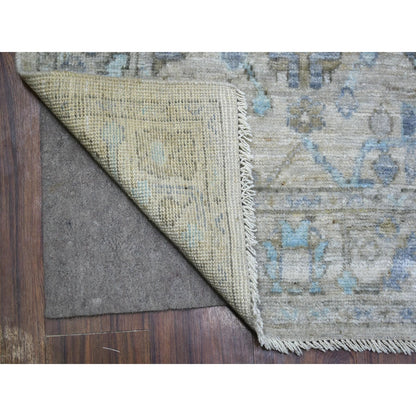 2'9"X15'1" Gray Natural Wool Afghan Angora Oushak Hand Knotted Runner Rug