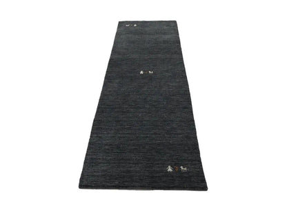 Plush Gabbeh Runner Rug Charcoal Tribal Modern