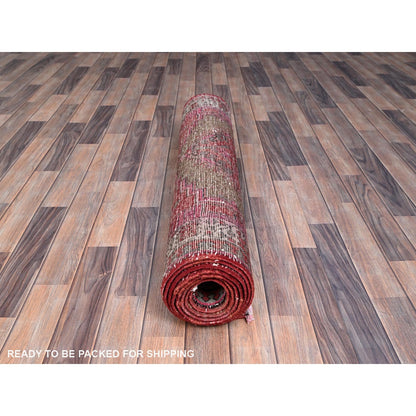 3'6"X10'9" Multicolored Soft Wool Zoroastrian Heris Runner Oriental Rug