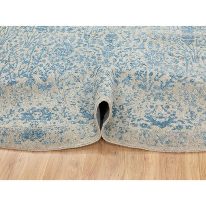 9'10"X9'10" Ivory Jacquard Handloomed Broken Cypress Treedesign Rug
