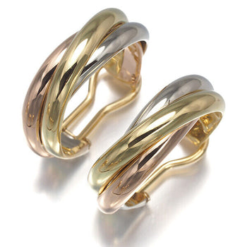 Cartier Earrings Trinity 3Color Hoop 18K 750 Yellow White Rose Gold