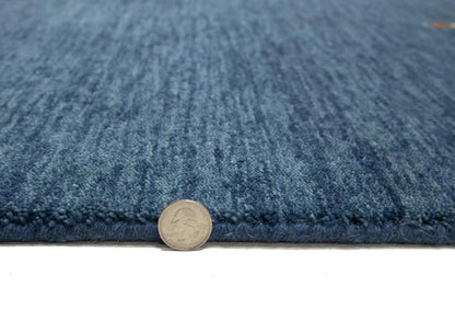 Modern Gabbeh Runner Rug 3X10 Ft Steel Blue