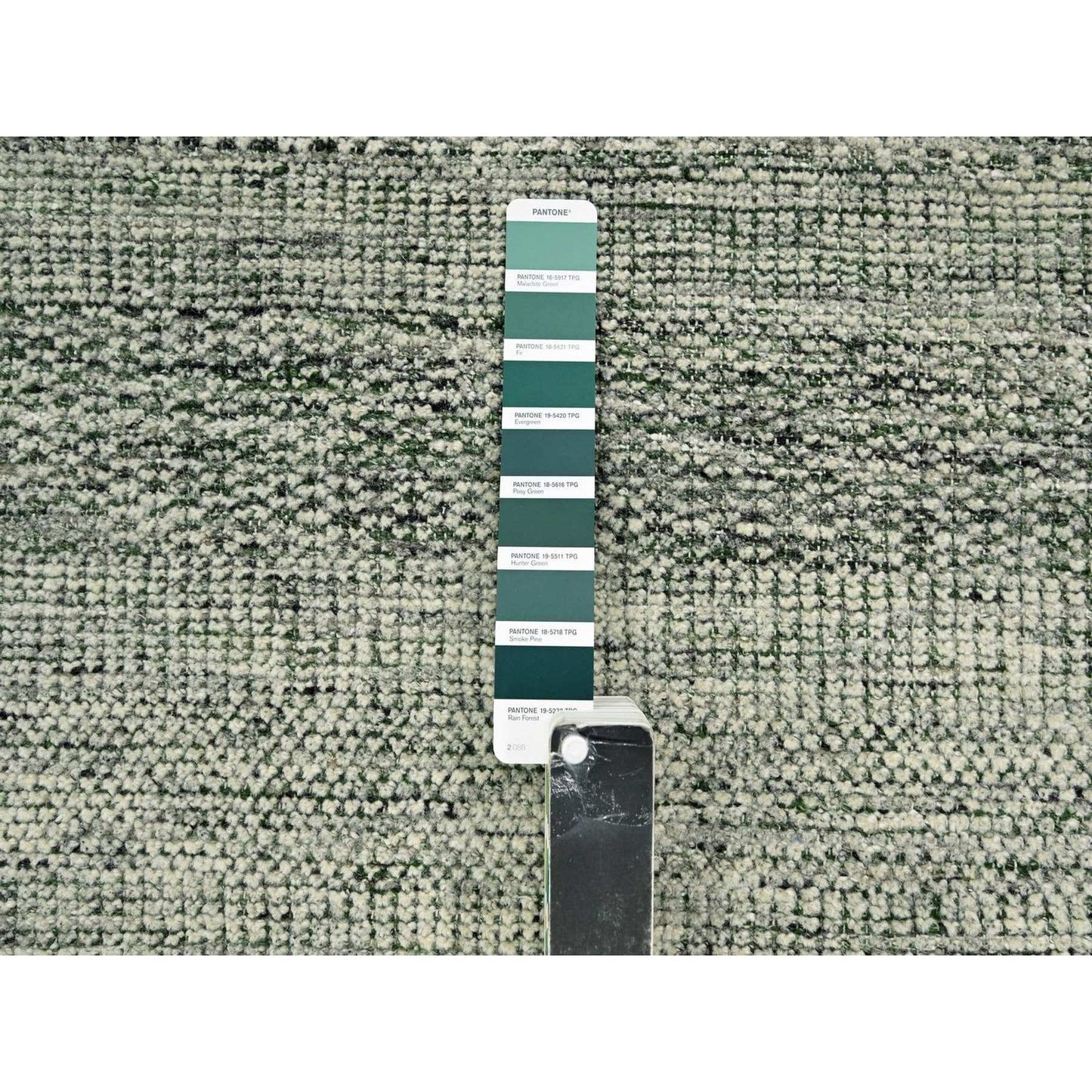 2'6"X6' Green Hand Knotted Rug Wool Oxidized Grass Design Runner Oriental