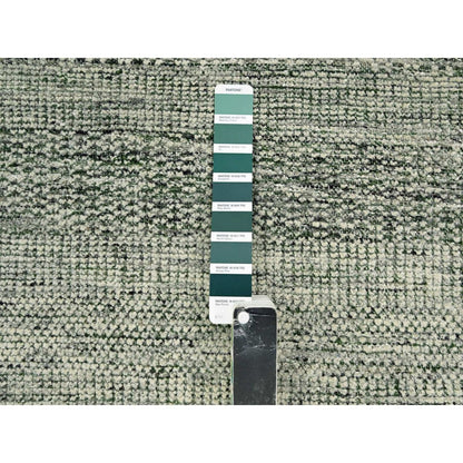 2'6"X6' Green Hand Knotted Rug Wool Oxidized Grass Design Runner Oriental
