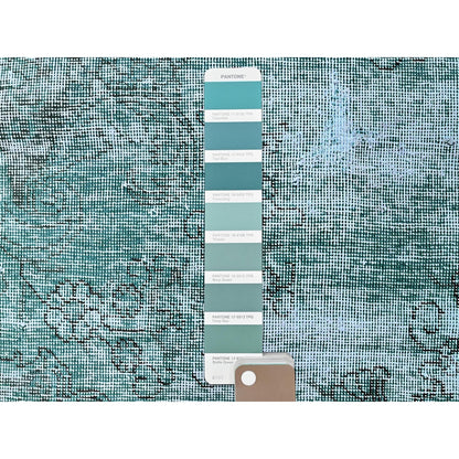 2'X5'7" Green Overdyed Vintage Zoroastrian Hand Knotted Wool Runner Rug