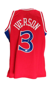 Allen Iverson Hof Autographed Red Mitchell & Ness Jersey 76Ers Jsa 181839